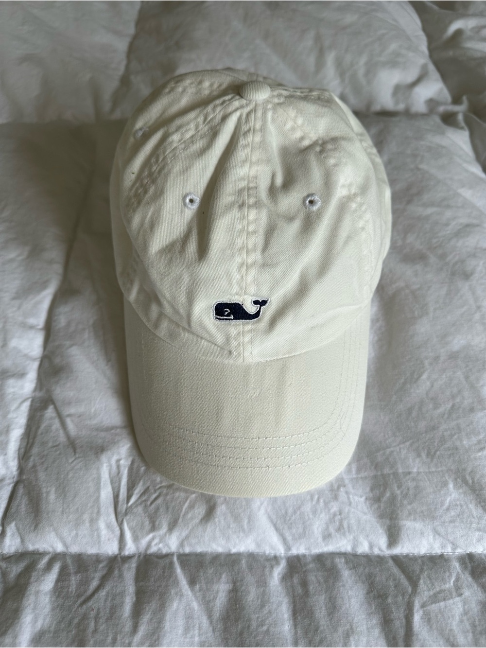 Vineyard Vines White Baseball Cap with Navy Whale